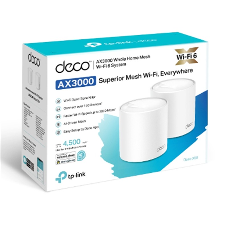 TP-LINK DECO X50 AX3000 MESH EV WI-FI 6 SİSTEMİ (İKİLİ) 