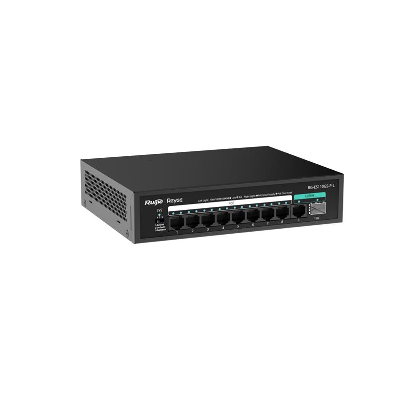 RUIJIE REYEE RG-ES110GS-P-L 8 PORT GIGABIT + 1XGB RJ45/1XSFP UPLINK 120W POE SWITCH 