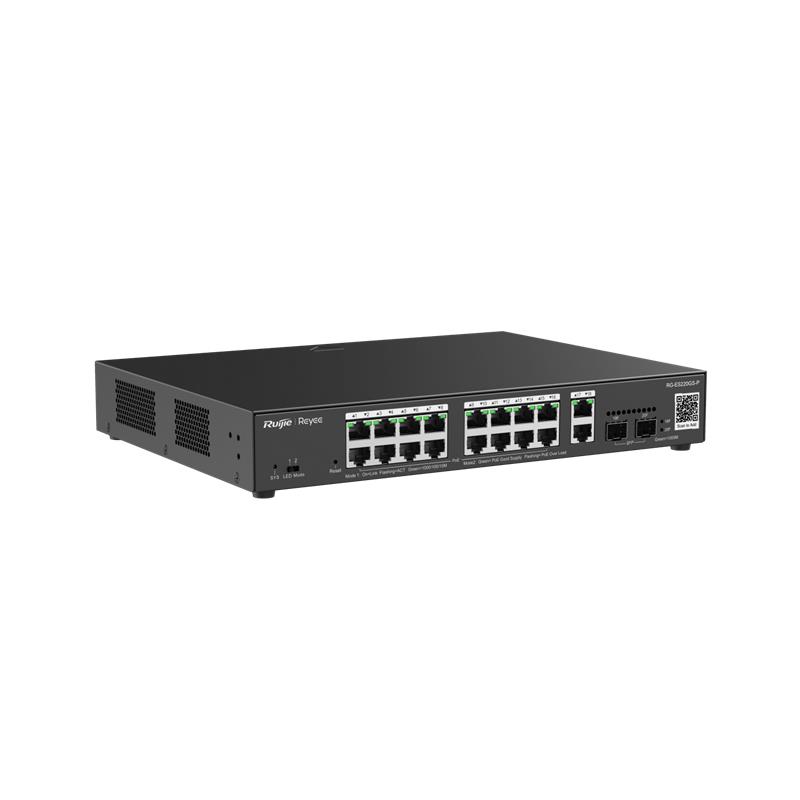 RUIJIE REYEE RG-ES220GS-P 16 PORT GIGABIT+2XGB RJ45/SFP UPLINK CLOUD L2 YÖNETİLEBİLİR 240W POE RACKMOUNT SWITCH 