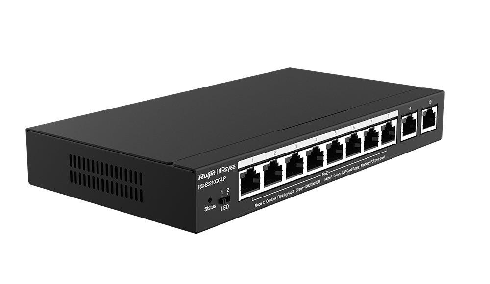 RUIJIE REYEE RG-ES210GC-LP 8 PORT GIGABIT + 2XRJ45 GIGABIT UPLINK CLOUD YÖNETİLEBİLİR 70W POE SWITCH 