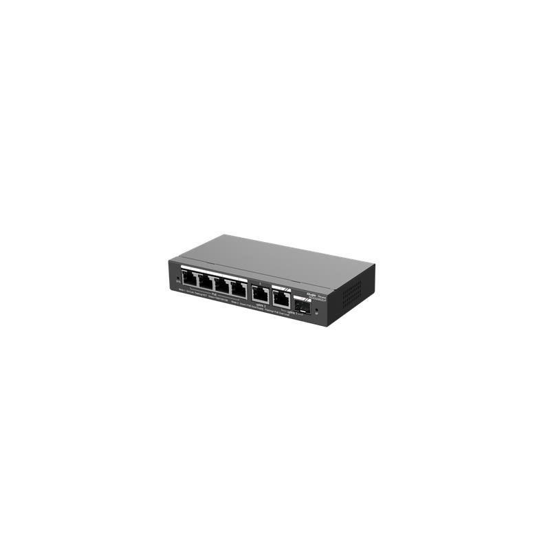 RUIJIE REYEE RG-ES206GS-P 4 PORT GIGABIT + 2XGB RJ45/1XSFP COMBO UPLINK CLOUD YÖNETİLEBİLİR 54W POE METAL KASA SWITCH 