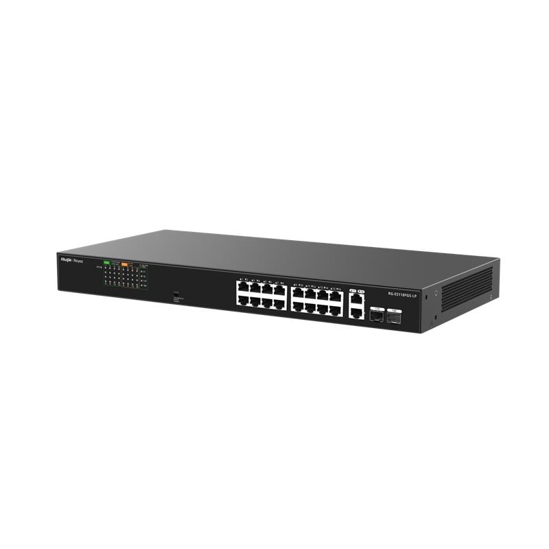 RUIJIE REYEE RG-ES118FGS-LP 16 PORT 10/100 + 2X1GB RJ45/SFP UPLINK COMBO 120W POE RACKMOUNT SWITCH 