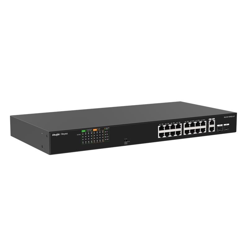 RUIJIE REYEE RG-ES118FGS-LP 16 PORT 10/100 + 2X1GB RJ45/SFP UPLINK COMBO 120W POE RACKMOUNT SWITCH 