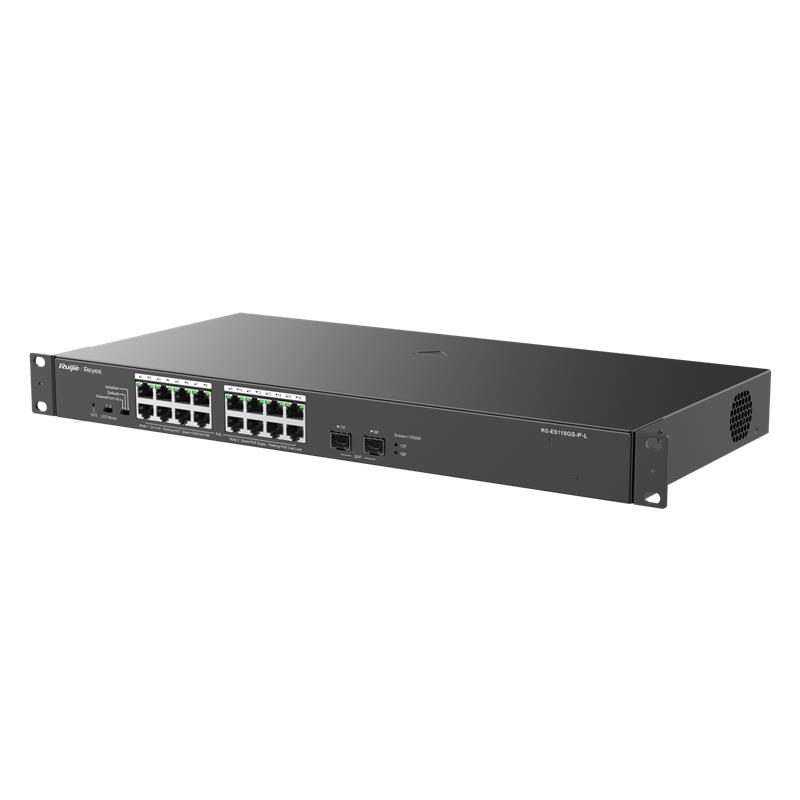RUIJIE REYEE RG-ES118GS-P-L 16 PORT GIGABIT + 2 PORT 1GB SFP 247W POE RACKMOUNT SWITCH 