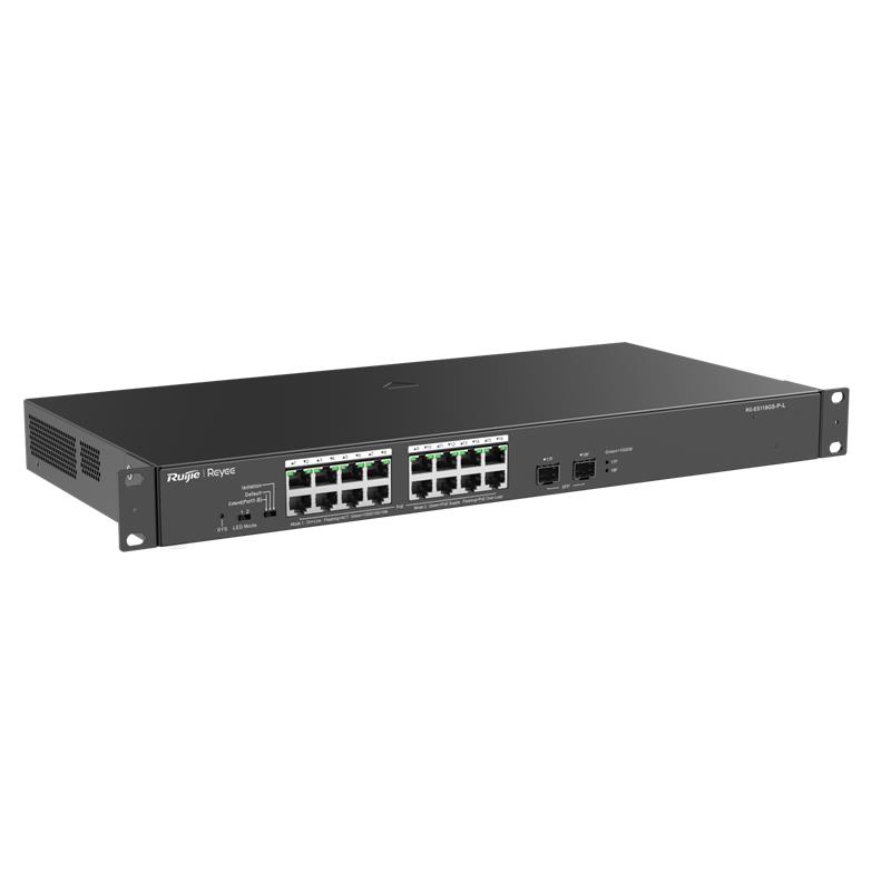 RUIJIE REYEE RG-ES118GS-P-L 16 PORT GIGABIT + 2 PORT 1GB SFP 247W POE RACKMOUNT SWITCH 