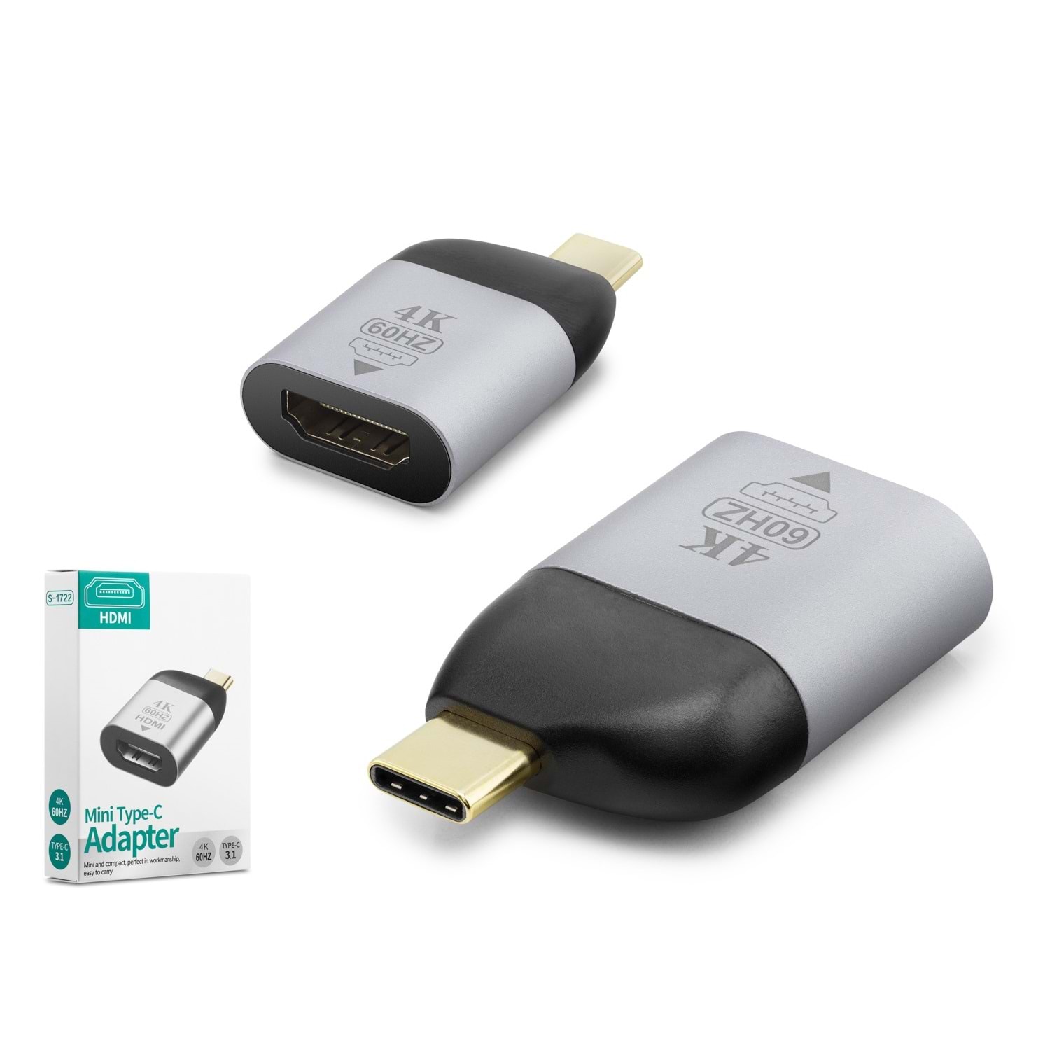 Hadron Hdx2352 Type-C To Hdmi F Çevirici 3.1 4K 60Hz Gri