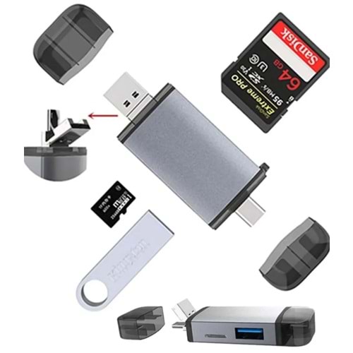 Kruxon ZR428 T993A TYPE-C 3 İN 1 CARD READER