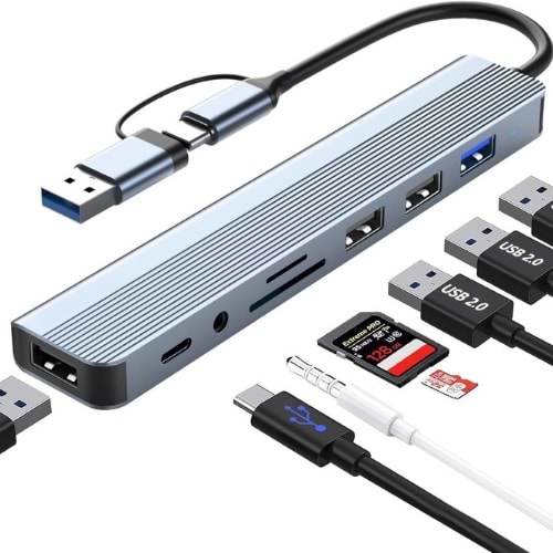 Kruxon ZR1056 TYPE-C USB 8İN1 3.0 HUB