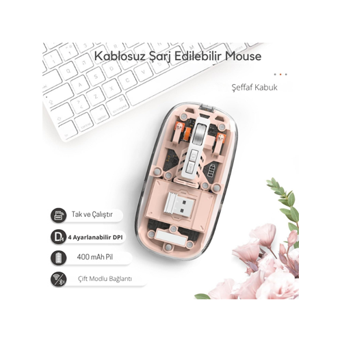 Kruxon ZR1133 PEMBE 501 BT+ WİRELESS MOUSE