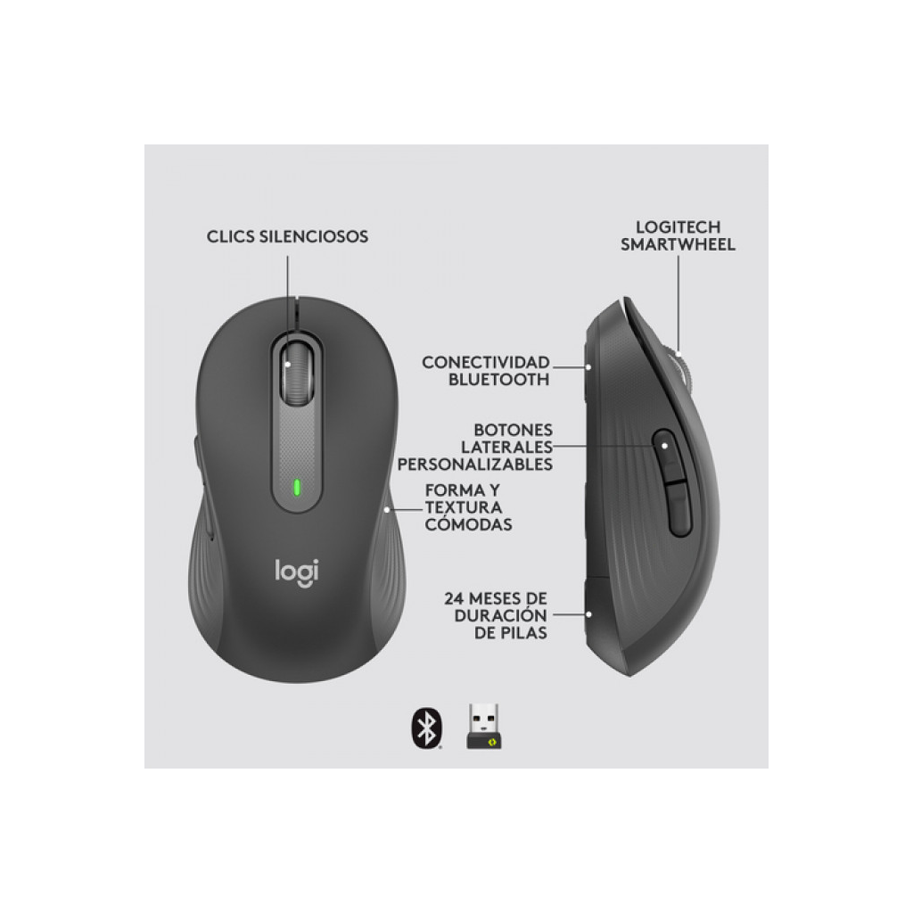 LOGITECH 910-006253, M650 Signature, Siyah, Sağ El, USB Nano 2,4G Kablosuz, 4000dpi, Optik, 5 Tuşlu, 24ay Pil Ömrü, Sessiz Mouse