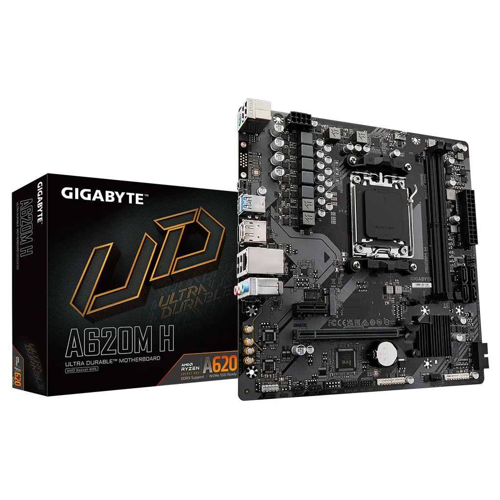 GIGABYTE A620M H, rev.1.2, 6400MHz, 2xDDR5, 1x M.2, HDMI, DP, AMD Ryzen 7000 Serisi, AM5 Soket Anakart