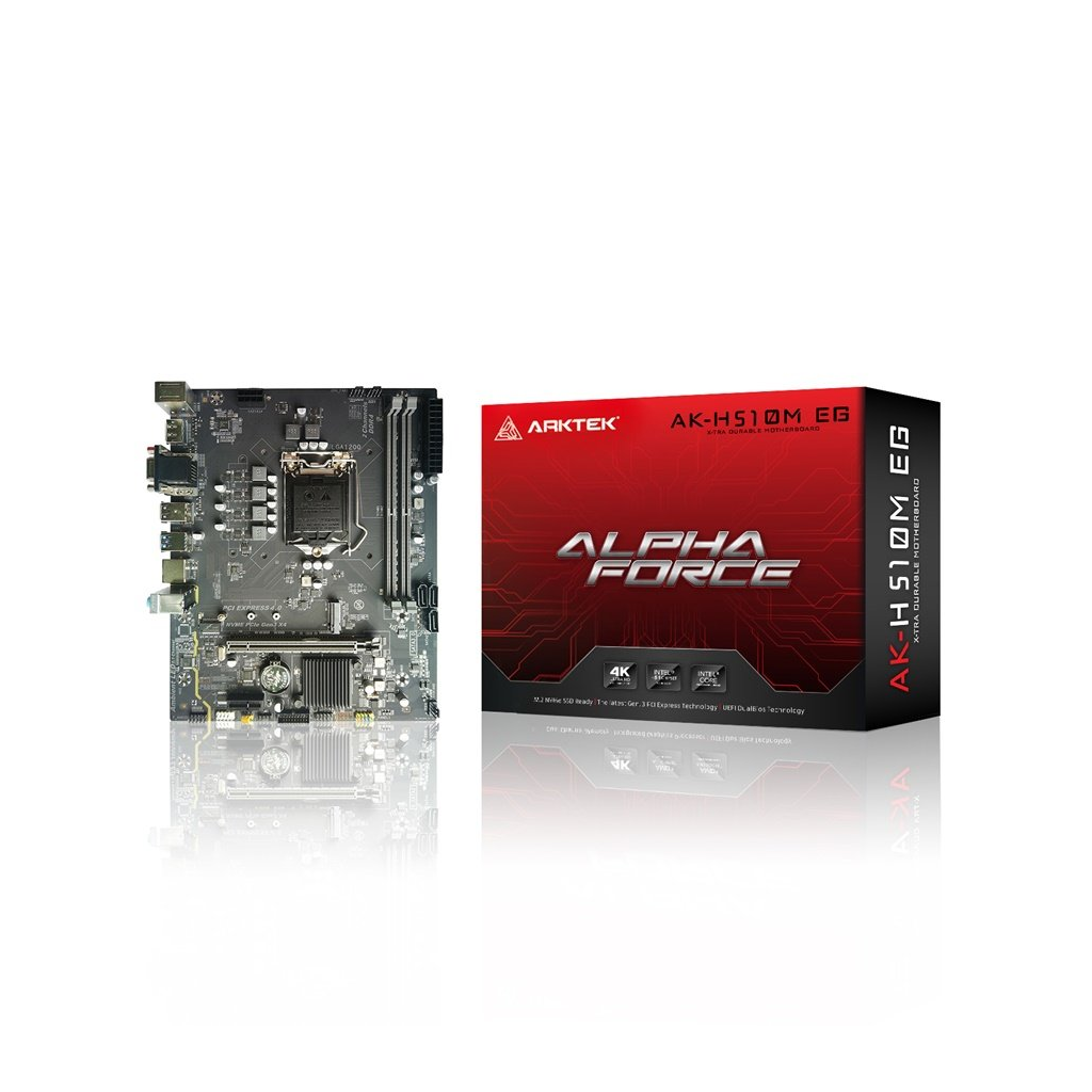 ARKTEK ALPHA FORCE, AK-H510M EG VS, 2xDDR4, 2x M.2, 2x HDMI, DP, 10-11.Nesil, LGA1200 Soket, Anakart