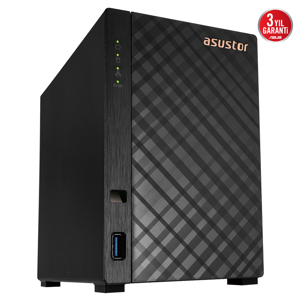 ASUSTOR AS1102TL, 1Gb DDR4 Ram, 2 Yuvalı (2x22TB Destek), 1x2.5GbE Network, USB 3.2, USB 2.0, Tower NAS (Yedekleme) Cihazı