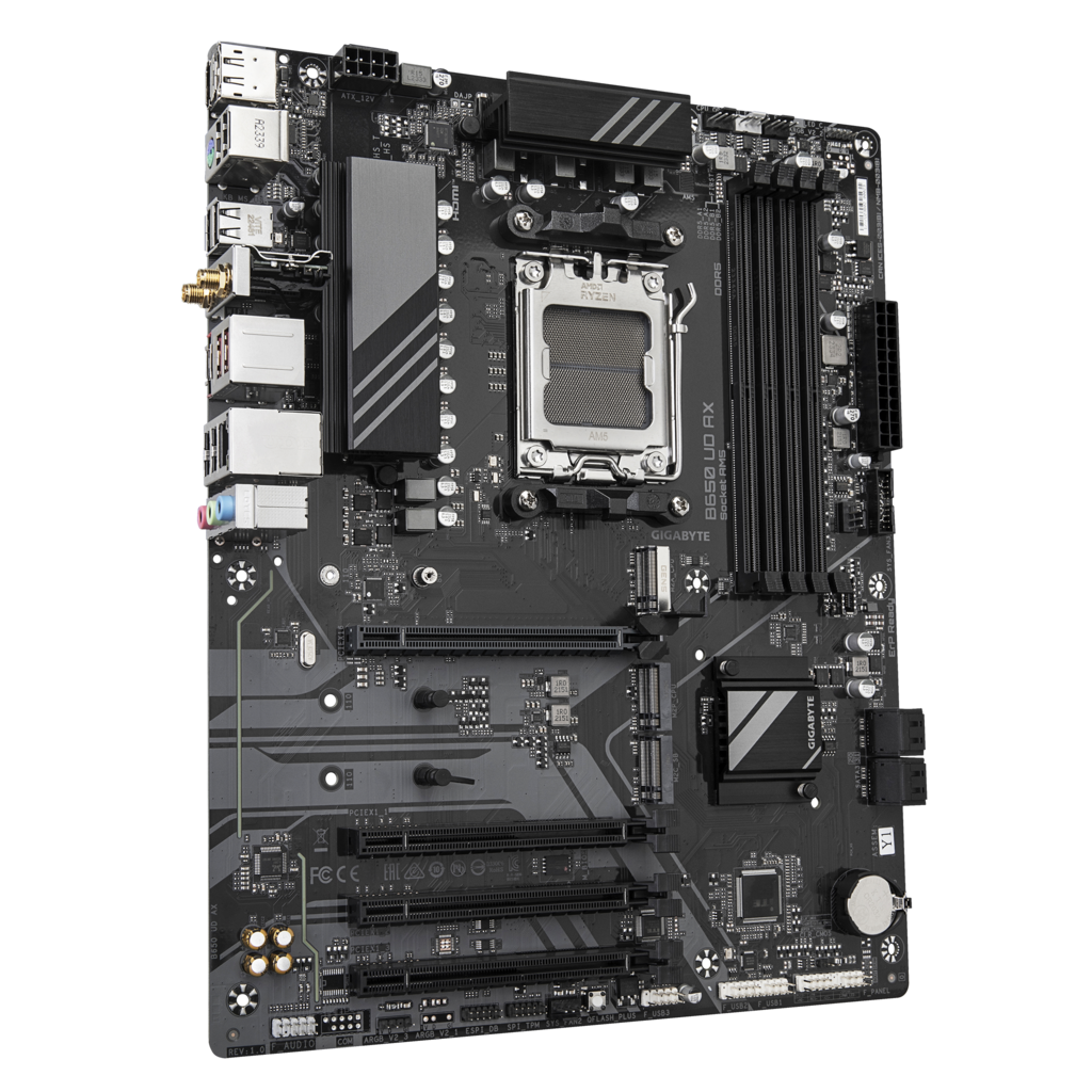 GIGABYTE B650 UD AX, 4xDDR5, 3xM.2, DP, HDMI, Type-C, Wi-Fi 6E, Bluetooth v5.3, AM5 Soket GAMING Anakart