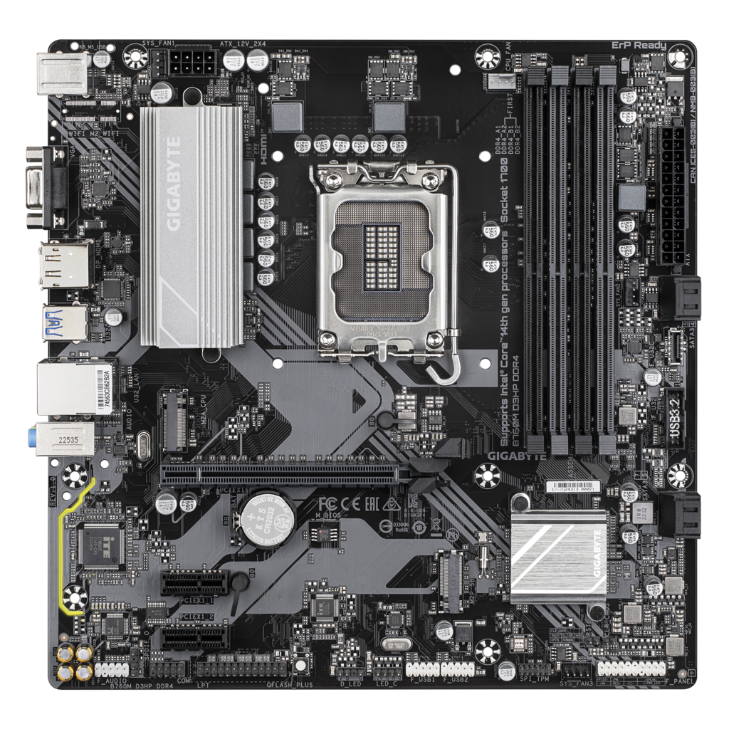 GIGABYTE B760M D3HP DDR4, 4xDDR4, 2xM.2, DP, HDMI, VGA, 12-13.14.Nesil, LGA1700 Soket, Anakart