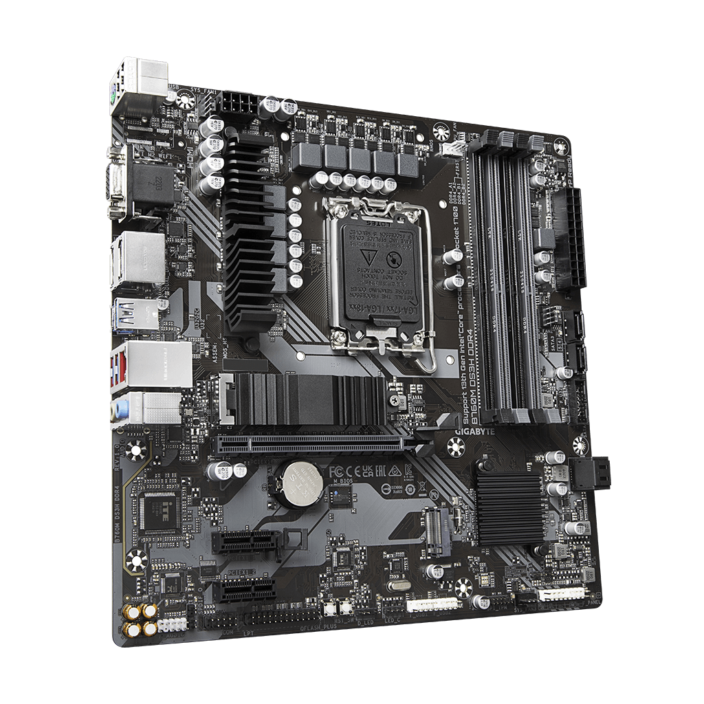 GIGABYTE B760M DS3H, rev.1.0, 4xDDR4, 2xM.2, 2xDP, HDMI, VGA, 12-13-14.Nesil, LGA1700 Soket, Anakart
