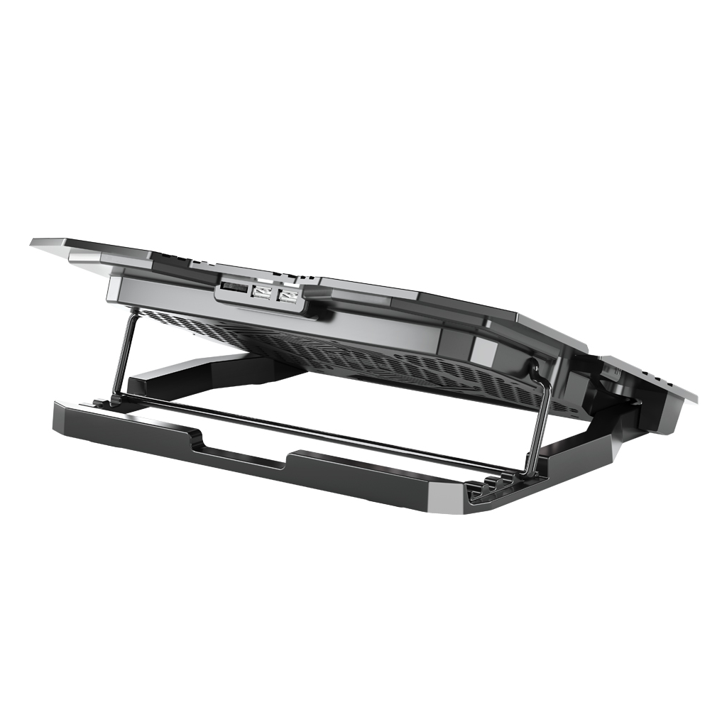 DEXIM DNA003, 5ad Fan, 10&quot;-17&quot; Notebook Soğutucu, 5 Kademeli Stand, 5 Farklı Program, Ayarlanabilir Hız, Mavi Ledli (Siyah)