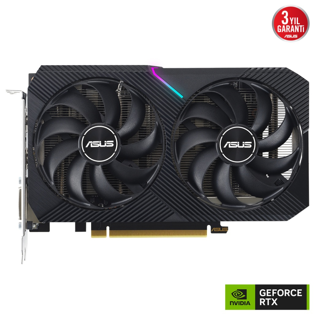 ASUS DUAL-RTX3050-O8G-V2, 8GB, GDDR6, 128Bit, 1xHDMI, 1xDP, 1xDVI, GAMING Ekran Kartı