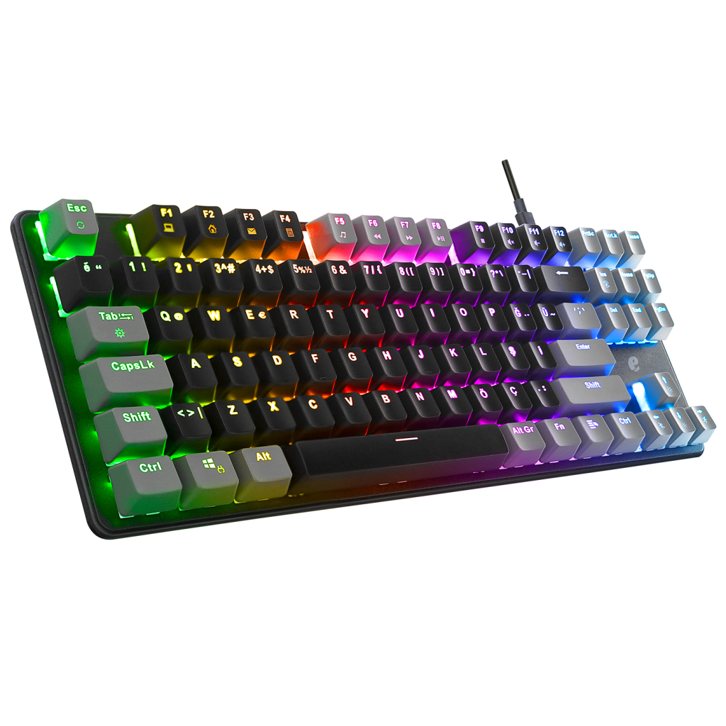 ACER eMachines, EAK87, Siyah/Gri, USB Kablolu, RGB Backlight, RED Switch, Mekanik, Türkçe Q, 87 Tuşlu, Gaming Klavye