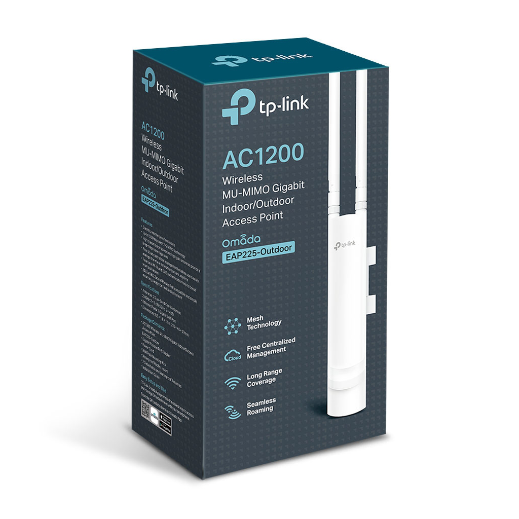 OMADA EAP225 Outdoor, 1Port Gigabit PoE, 1200Mbps, Dual Band, Aktif Poe, Indoor/Outdoor Access Point