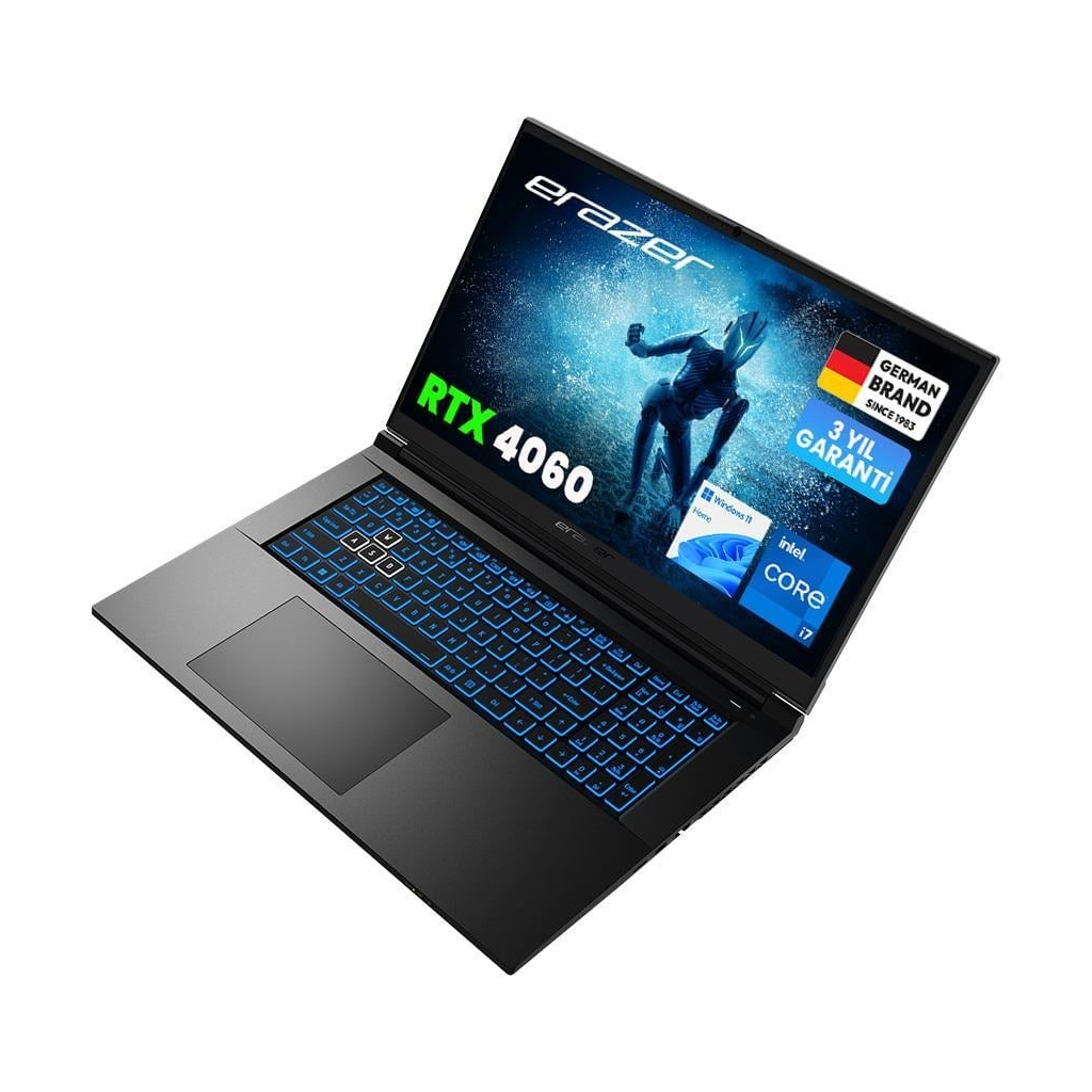 ERAZER Defender P50i, MD62643, i7-12650H, 17&quot;  FHD, 144Hz, 16Gb Ram, 1TB NVMe M.2 SSD, 8GB RTX4060 Ekran Kartı, Win11 Home, Gaming Notebook