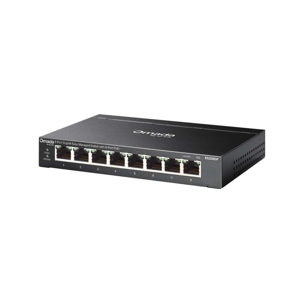 Omada ES208GP, 8 Port, Gigabit PoE+, 64W, Yönetilebilir, Metal Kasa Switch