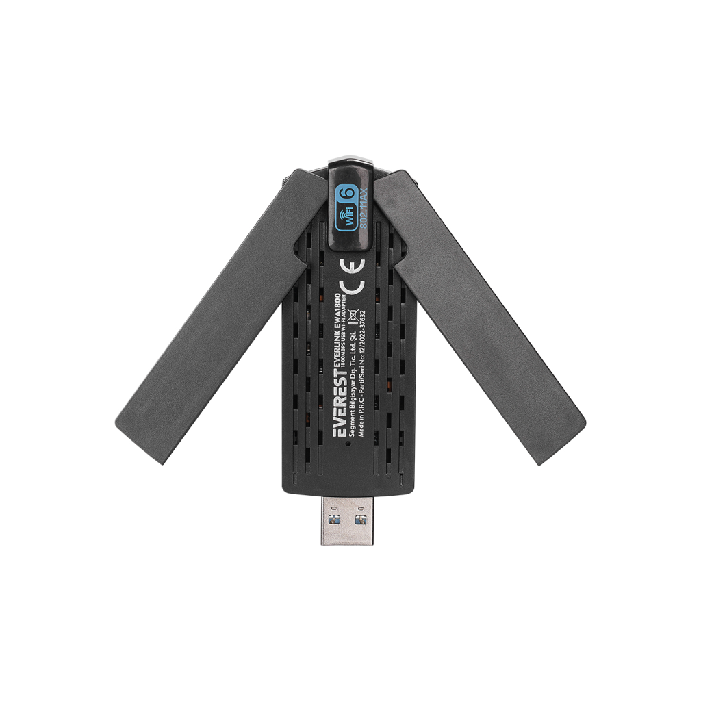 EVEREST EWA1800, 1800Mbp, 2.4Ghz ve 5Ghz Dual Band, WIFI 6, 2x3.5dbi Anten, USB3.0, WIRELESS ETHERNET