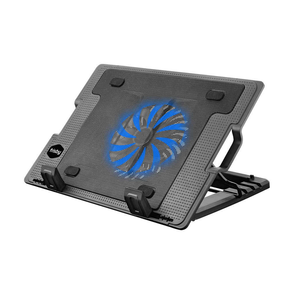 FRISBY FNC-35ST 14cm Fan, 10&quot;-17&quot; Notebook Soğutucu, 5 Kademeli Stand, Mavi Ledli (Siyah)