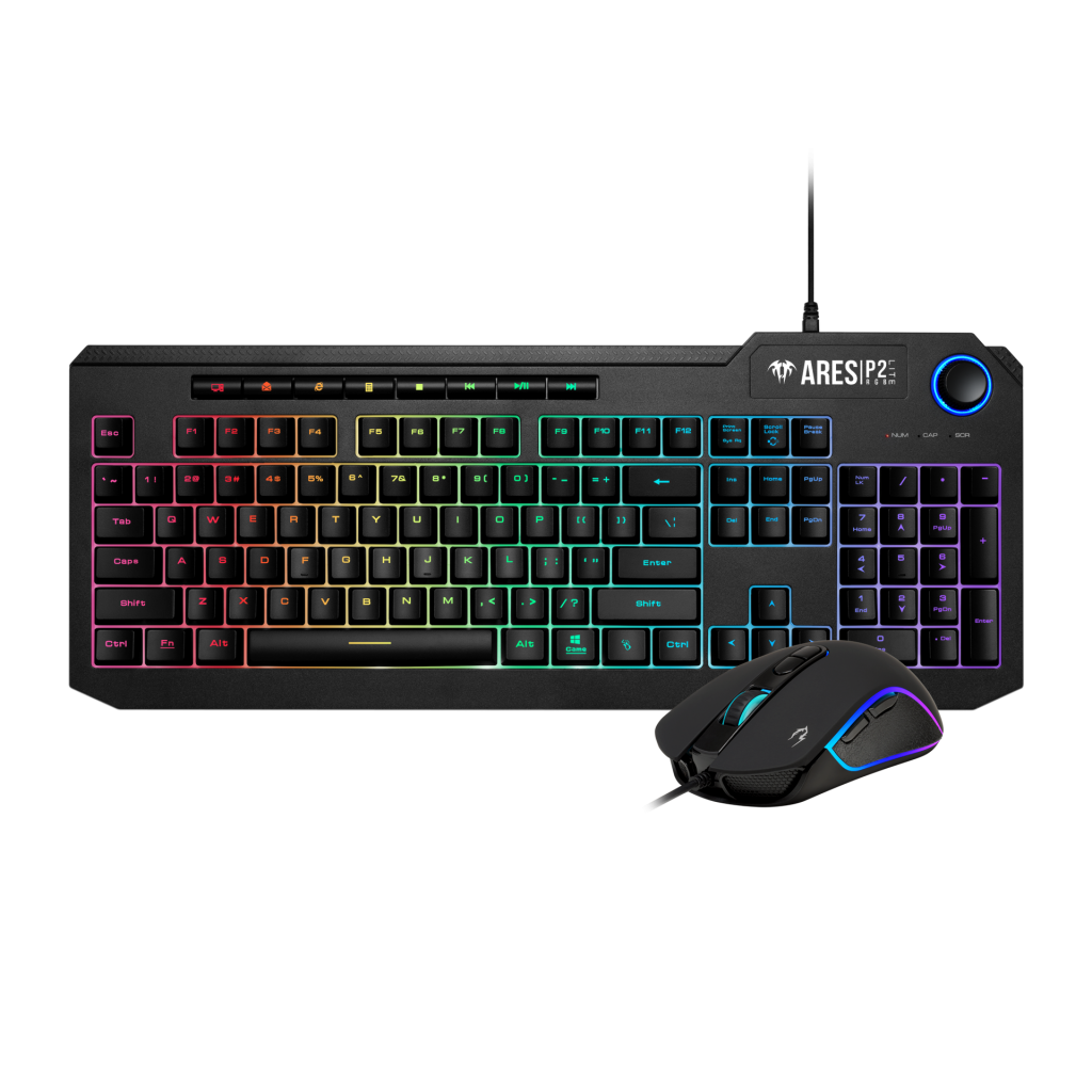 GAMDIAS ARES-P2 Lite, USB Kablolu, İngilizce, Multimedya, RGB, Gaming, Klavye Mouse Set