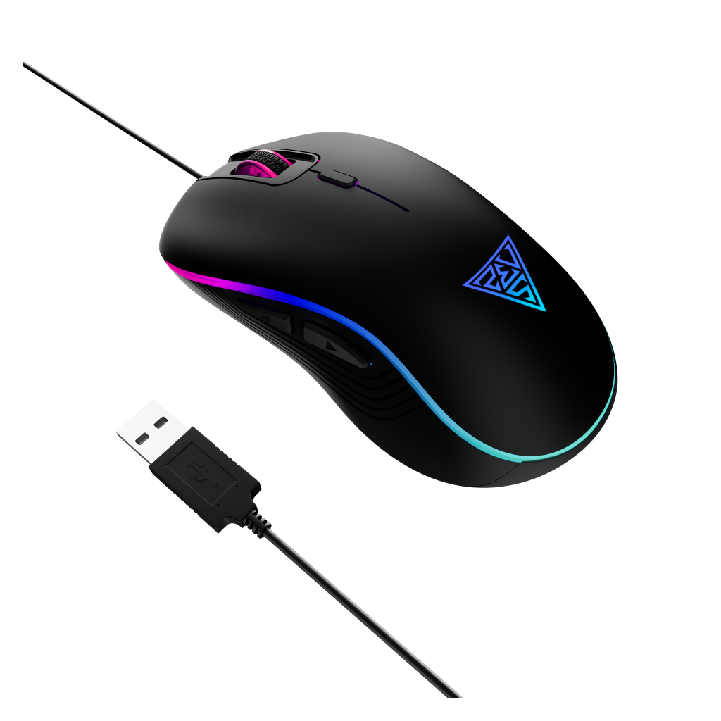 GAMDIAS AURA GS3, Çok Renkli Aydınlatma,  USB Kablolu, 6 Tuşlu, Gaming Mouse, 3600DPI, Siyah