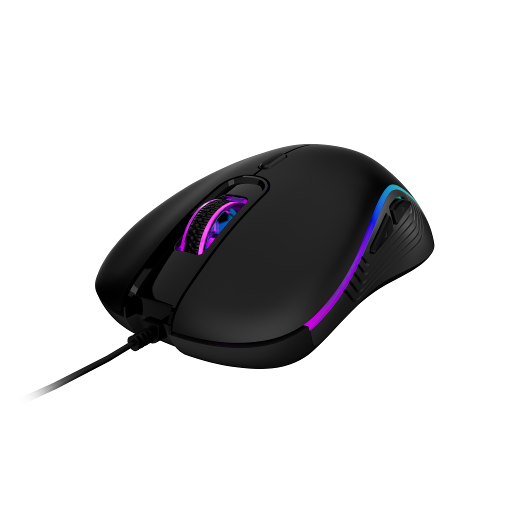 GAMDIAS AURA GS3, Çok Renkli Aydınlatma,  USB Kablolu, 6 Tuşlu, Gaming Mouse, 3600DPI, Siyah