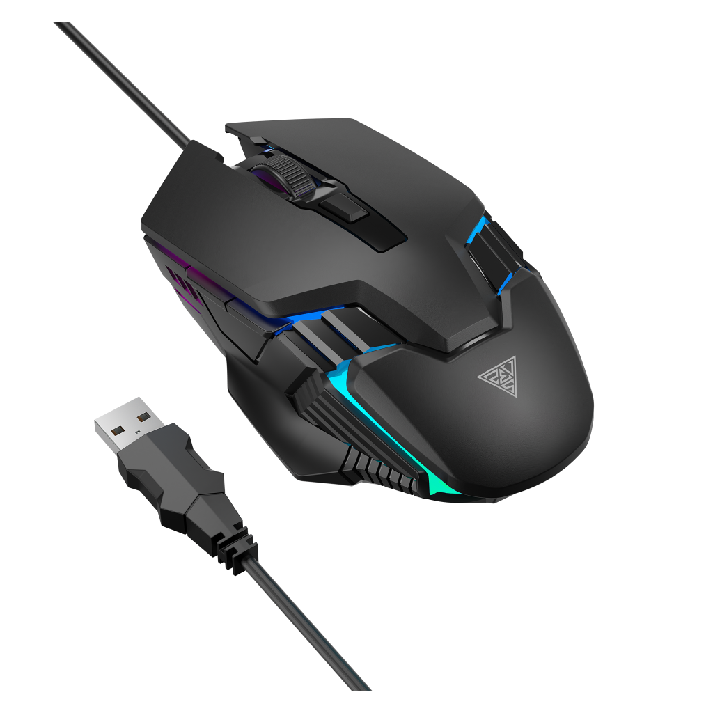 GAMDIAS AURA GS4, Çok Renkli Aydınlatma,  USB Kablolu, 6 Tuşlu, Gaming Mouse, 3600DPI, Siyah