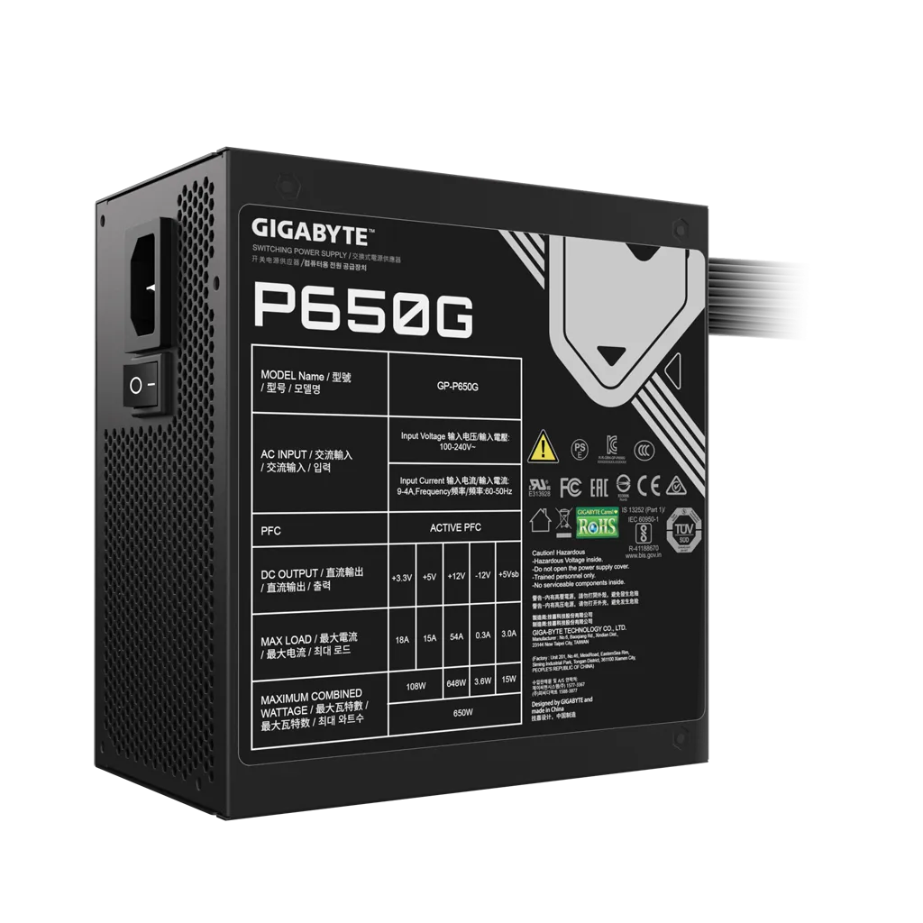GIGABYTE GP-P650G, 650W, 80+ GOLD, GAMING Power Supply