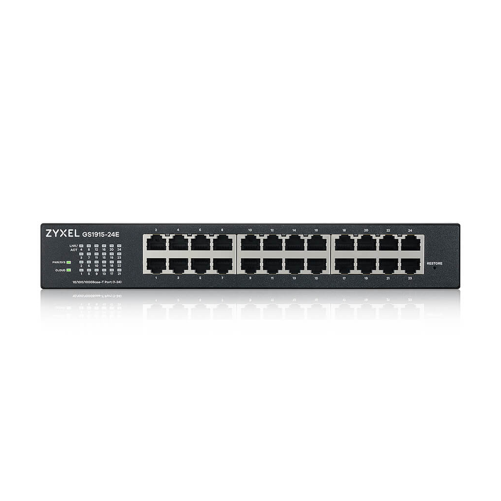 ZyXEL GS1915-24E, 24 Port, GigaBit, Yönetilebilir, Sessiz, Masaüstü Switch
