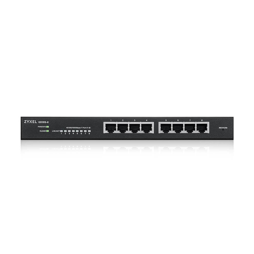 ZyXEL GS1915-8, 8 Port, GigaBit, Yönetilebilir, Masaüstü Akıllı Switch