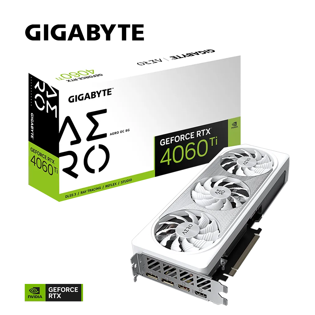 GIGABYTE GV-N406TAERO-OC-8GD, RTX4060TI AERO OC, 8Gb, GDDR6, 128BIT, 3 Fanlı, 2xHDMI, 2xDP, RGB GAMING Ekran KARTI