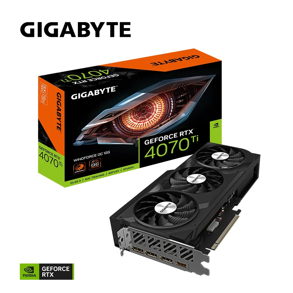 GIGABYTE GV-N407TWF3OC-12GD, RTX4070TI, WINDFORCE OC, 12Gb, GDDR6, 192BIT, 1xHDMI, 3xDP, GAMING Ekran KARTI