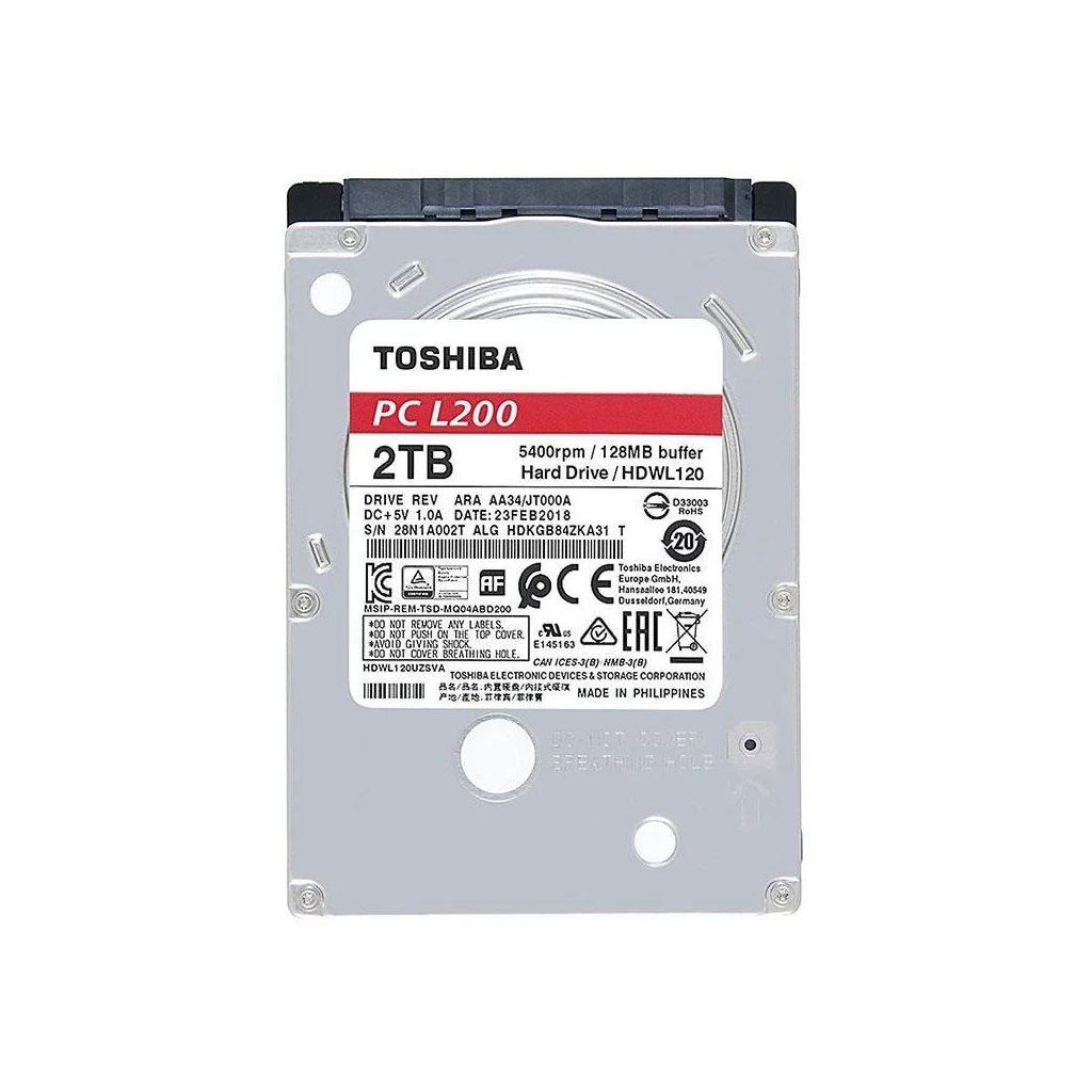 TOSHIBA L200, HDWL120UZSVA, 2.5", 2TB, 128Mb 5400 Rpm, Notebook HDD (Türkiye Distribütörü Garantili)