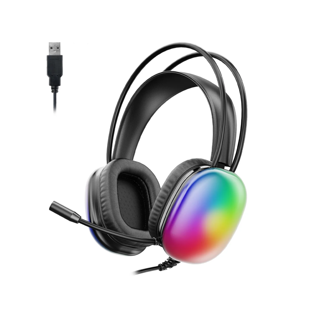 LECOO HT409, Kablolu, USB, Rainbow Aydınlatma, Gaming, Mikrofonlu, Kulaklık (Siyah)
