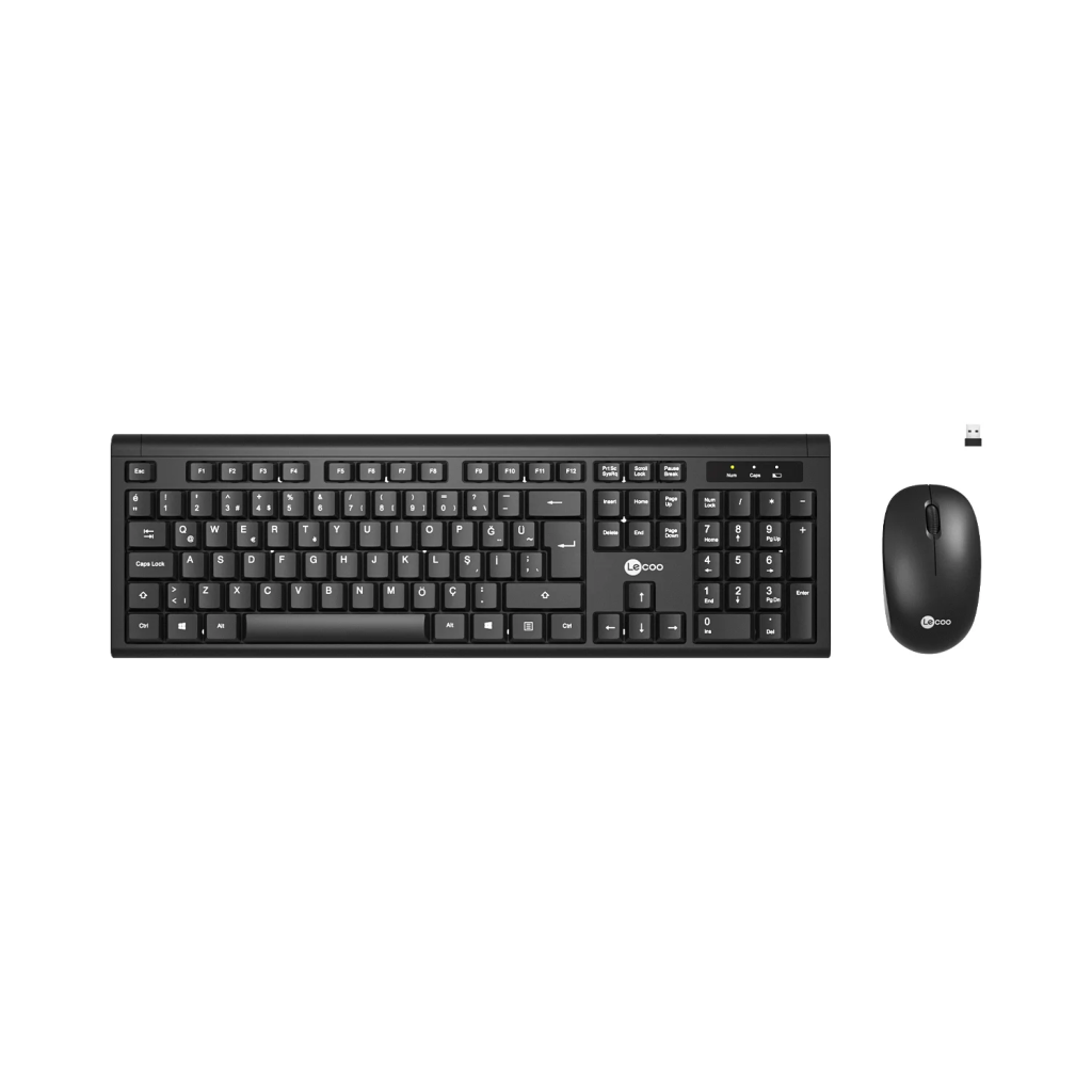 LECOO KW200, Siyah, Standart, Türkçe Q, 2.4Ghz Kablosuz, Klavye Mouse Set