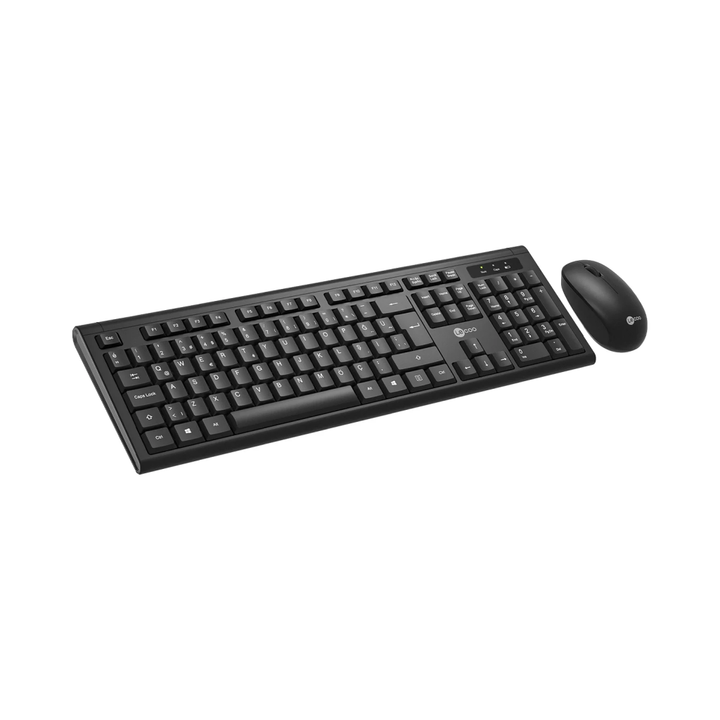 LECOO KW200, Siyah, Standart, Türkçe Q, 2.4Ghz Kablosuz, Klavye Mouse Set