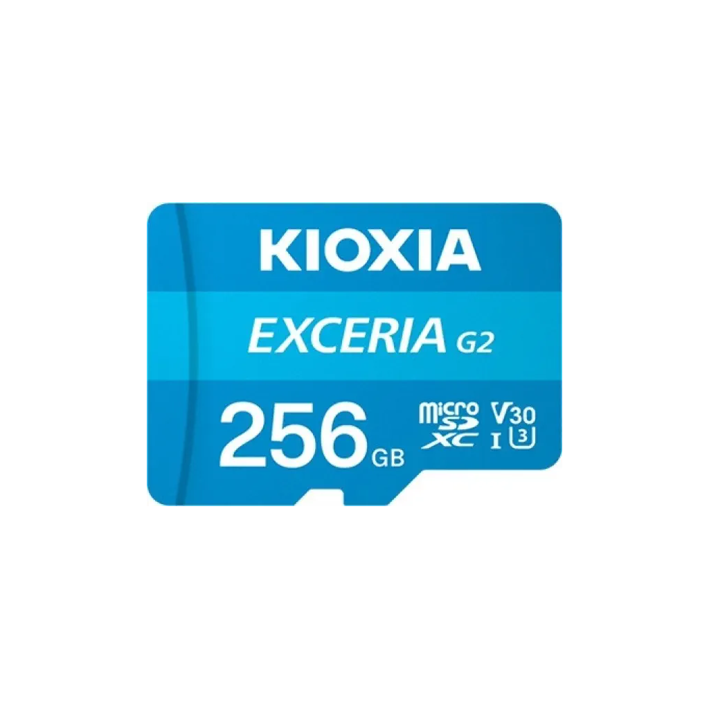 KIOXIA 256GB ExceriaG2, LMEX1L256GG2, U1 V30 4K,  CL10, 100Mb/s, MicroSD Kart Bellek (SD Adaptörlü)