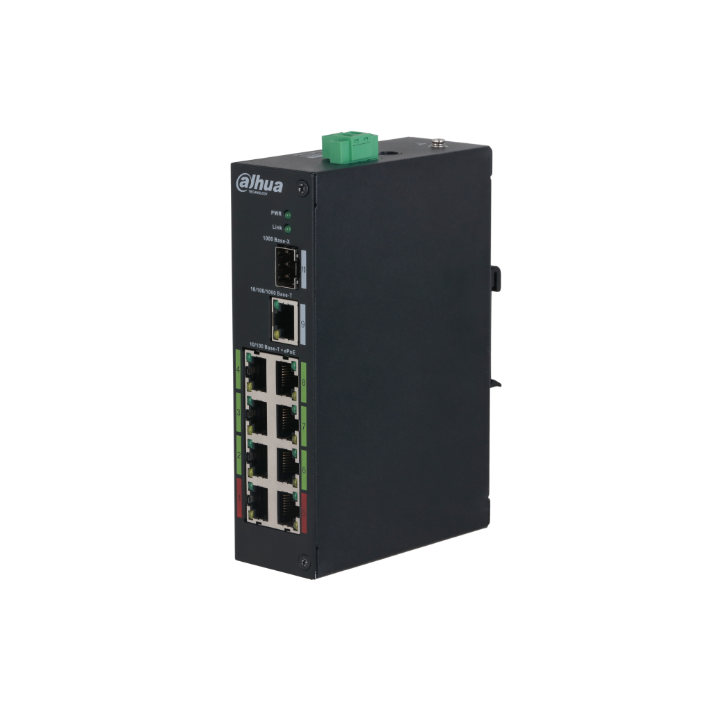 DAHUA LR2110-8ET-120, 10Port, Megabit, 8 Port Megabit PoE, 120W, 1 Port Gigabit, 1 Port Gigabit SFP, Endüstriyel, Masaüstü Switch