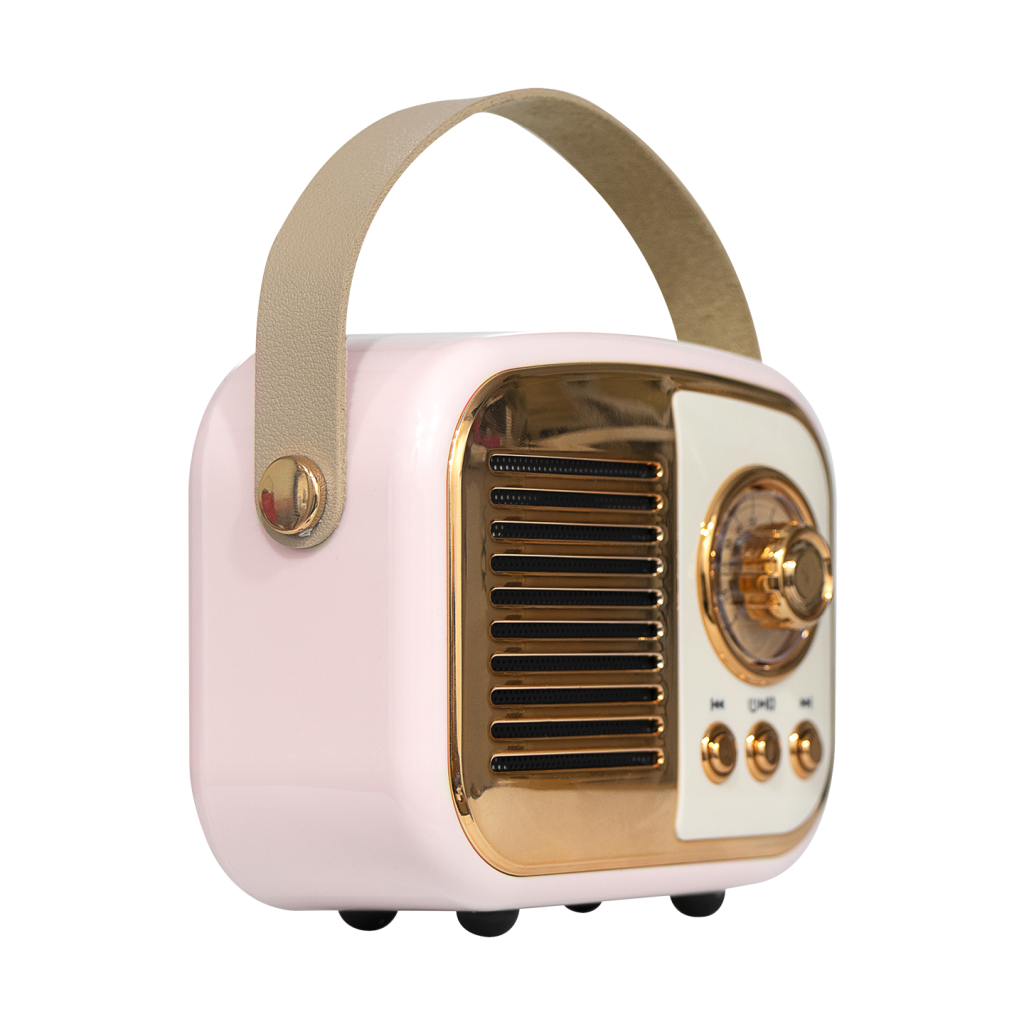 MIKADO MD-24BT, Echoes, Pembe, 3W, Taşınabilir, USB/TF Kart/Bluetooth, 800mAh, Klasik Retro Müzik Kutusu