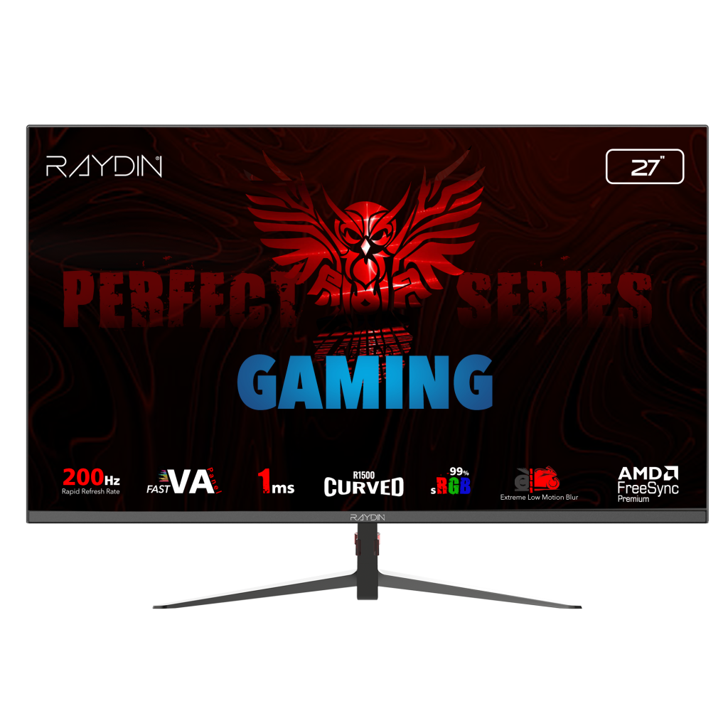 RAYDIN MM27RFA-200HZ, 27", 1ms, 200Hz, Full HD, 2xHDMI, DP, VA LED, R1500 Curved, Frameless, FreeSync Gaming Monitör