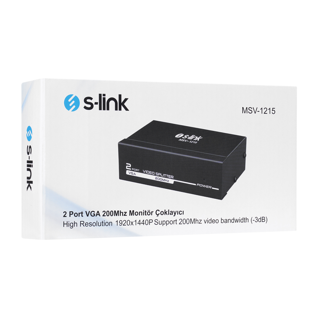 S-Link MSV-1215, 2xVGA, D-Sub Monitör Çoklayıcı, 150Mhz (1PC-2Monitör)