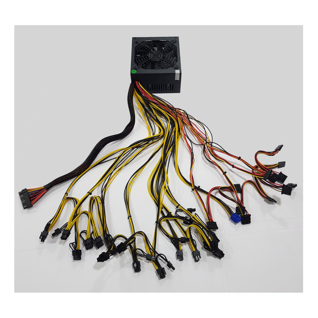 OLKO 2200, 2200W, 14cm Fan, 16xPCI-E 6+2Pin, 1x20+4Pin, 8xSata, ATX, Power Supply (PSU)