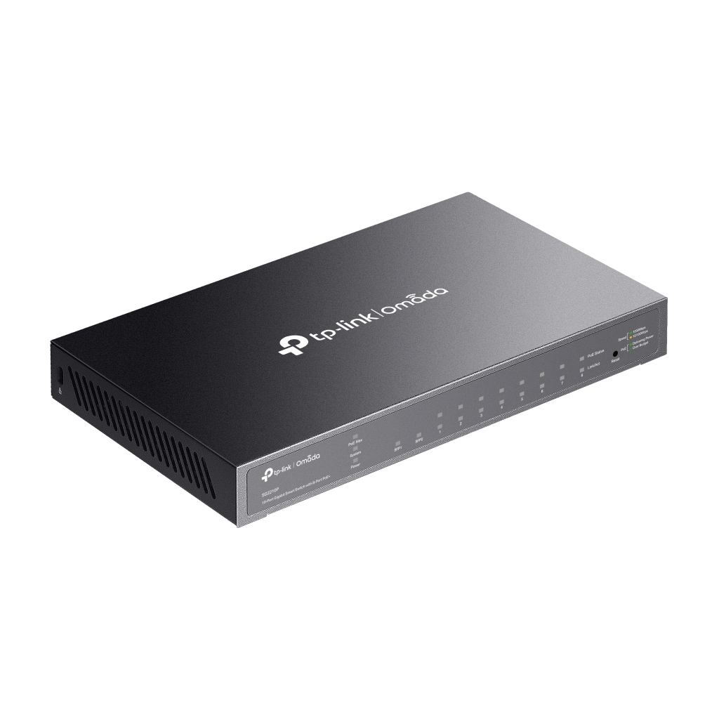 OMADA SG2210P, 8 Port Gigabit PoE+, 61W, 2Port SFP, Yönetilebilir, Metal Kasa Masaüstü/Vesa Switch