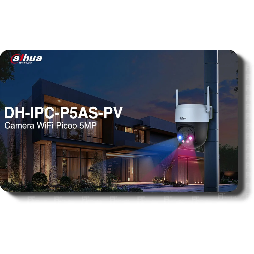 DAHUA P5AS-PV, 5Mpix, 4mm Lens, H265,  Dual Smart Light, IP66, Wifi, Dahili Mikrofon, PT Speed Dome IP Kamera