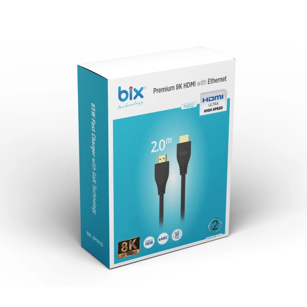 BIX PHD02, 8K, 4K, Full HD, HDMI v2.0 Kablo, 2mt